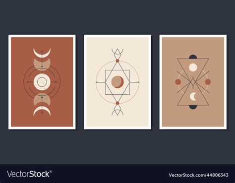 A set of minimalistic posters with celestial Vector Image