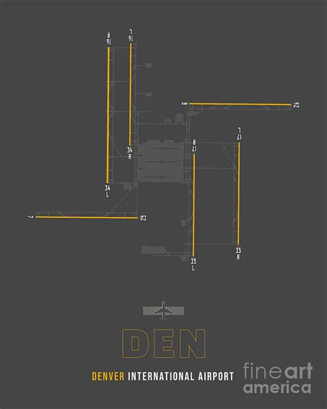 DEN - Denver International Airport Runway Diagram Art - Yellow Runways ...