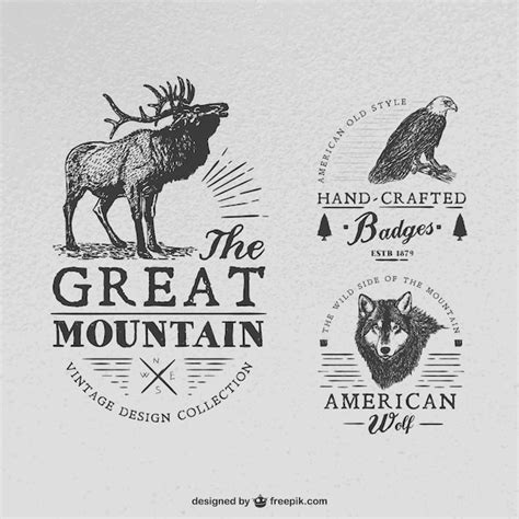 Free Vector | Handcrafted badges with animals