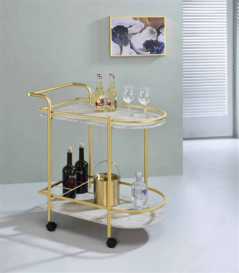 Desiree Marble Gold Bar Cart - KFROOMS