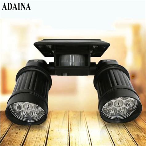 Solar 14LED double headed spotlights adjustable PIR Solar Motion sensor ...