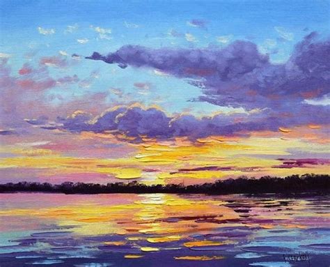 SUNSET Oil Painting , Sunrise. Sunset Ocean, Sunset Clouds, Colorful ...