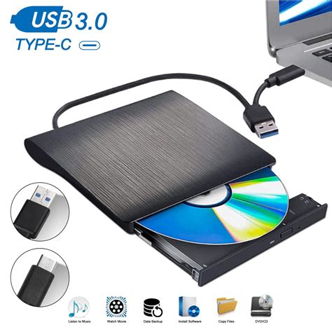 Lychee USB 3.0 Type C External DVD Drive, CD/DVD Burner for PC, Mac ...