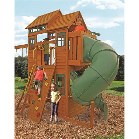 Cedar Summit Shelbyville Deluxe Wooden Swing Set & Reviews | Wayfair