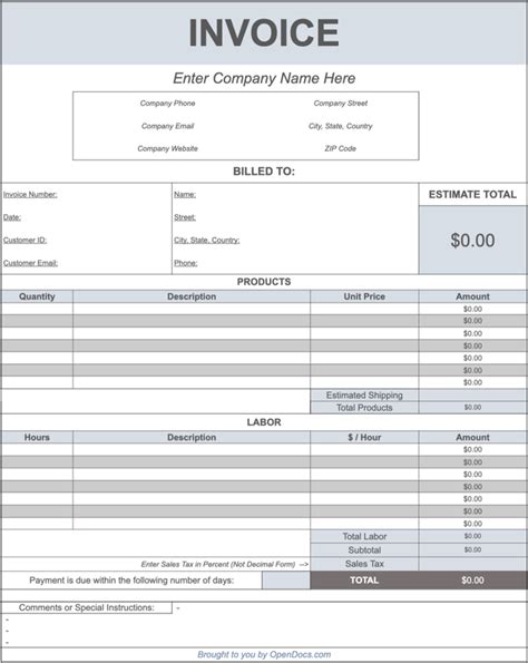 Download Invoice Template Google Docs Zoom Images * Invoice Template Ideas