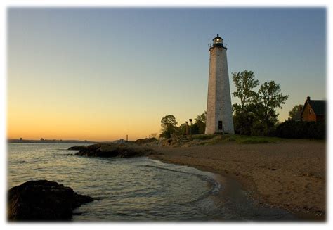 New Haven Lighthouse at Sunset, Connecticut Photography Coastal, Beach ...