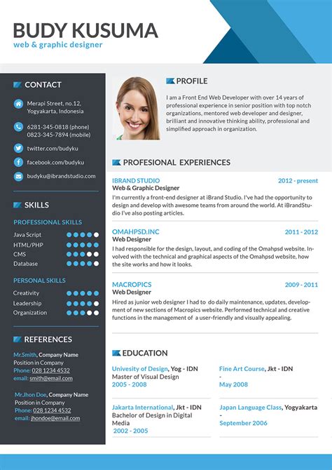 Free Professional Resume Template For Job In Photoshop PSD Format ...