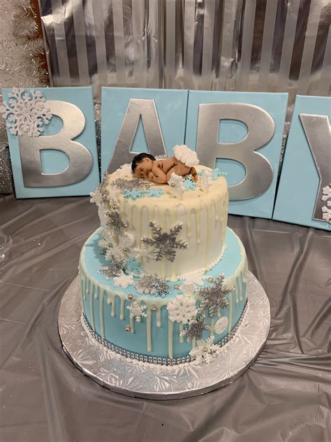 winter wonderland baby shower cake - Edra Weller