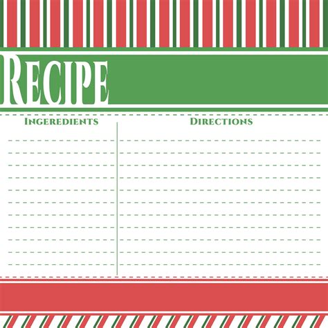 Christmas Recipe Card Template Free