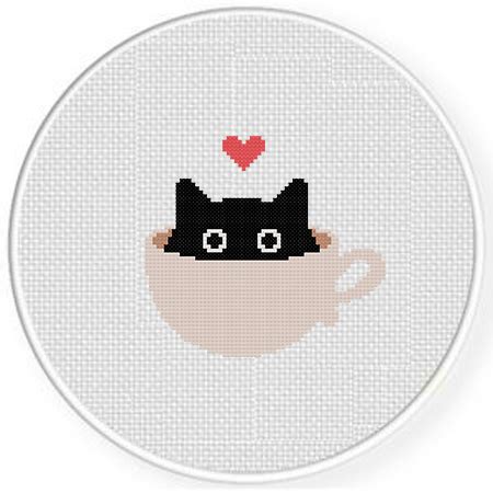 Black Teacup Cat Cross Stitch Pattern – Daily Cross Stitch