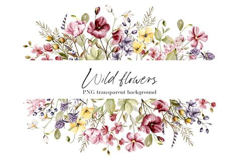 Watercolor flower frame border, floral clipart