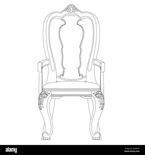 Contour of a decorative chair from black lines isolated on a white ...