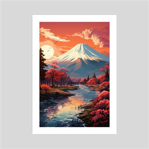 Japanese Ukiyo-e Art Mount Fuji From Lake 13, an art print by ...