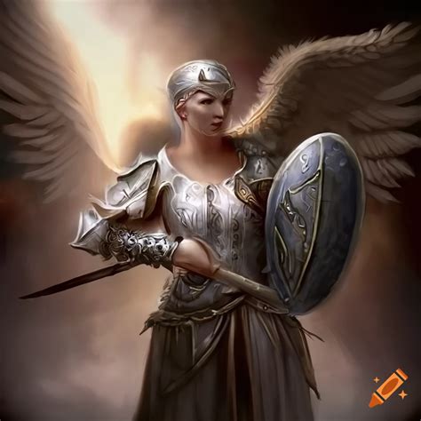 Renaissance angel warrior in fantasy art style on Craiyon