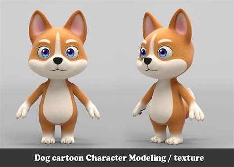 Dog cartoon character modeling textures 3D model | CGTrader