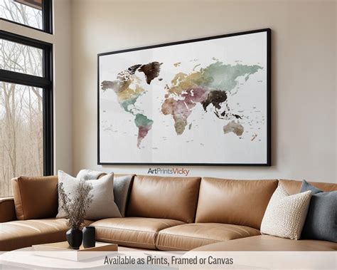 A World in Warm Hues: World Map Poster (Large) | ArtPrintsVicky