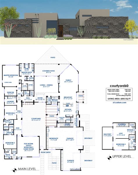 courtyard60 Luxury Modern House Plan | 61custom | Contemporary & Modern ...