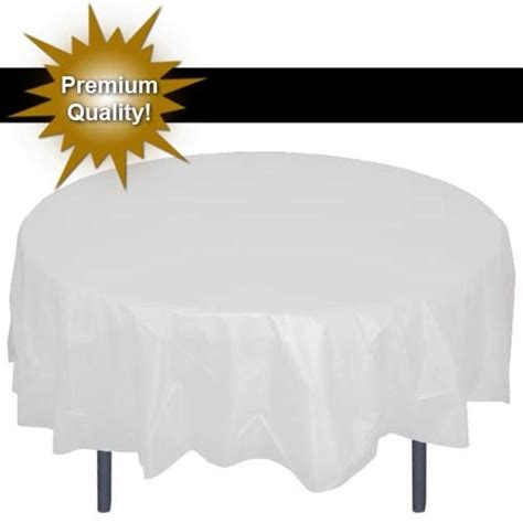 PREMIUM Round White Plastic Table Cover | White table cover, White ...