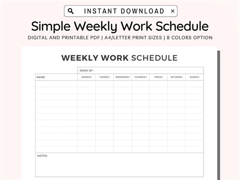 Employee Work Schedule Printable, Crew Daily Working Chart, Employee ...