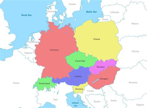 map of Central Europe with borders of the countries. 22753894 Vector ...