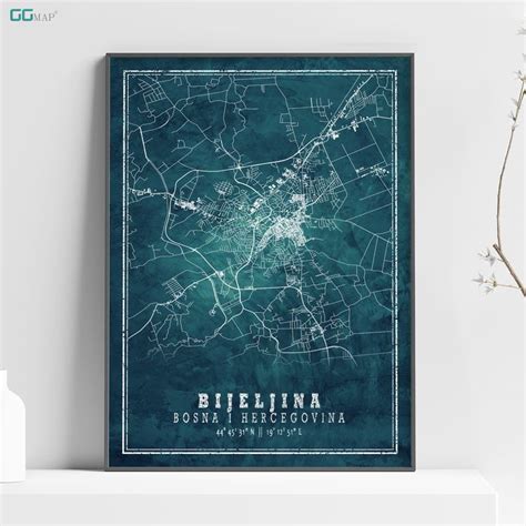 City map of BIJELJINA - Home Decor - Wall decor - Office map - Travel ...