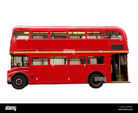 Red Routemaster London Double Decker Bus On A White Background Stock