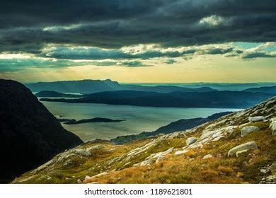 Magnificent Sunset Scenery Over Fjords Norway Stock Photo 1189621801 ...