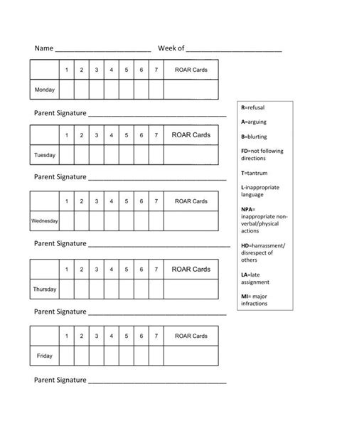 Free Printable Classroom Behavior Chart