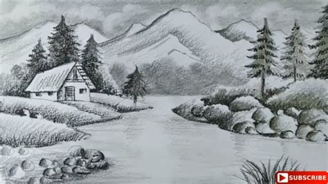 Pencil Drawing Scenery For Kids - How to draw a beautiful scenery in ...