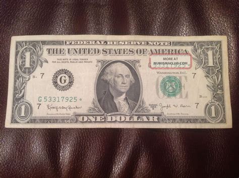 1963 One Dollar Bill Star Note Barr Note Circulated, Federal Reserve Note