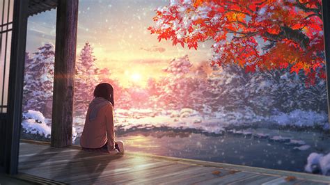 Anime, Scenery, Autumn, Sunset, 4K, 3840x2160, #53 Wallpaper PC Desktop