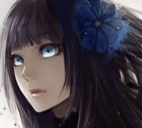 Anime Little Girl With Black Hair And Blue Eyes