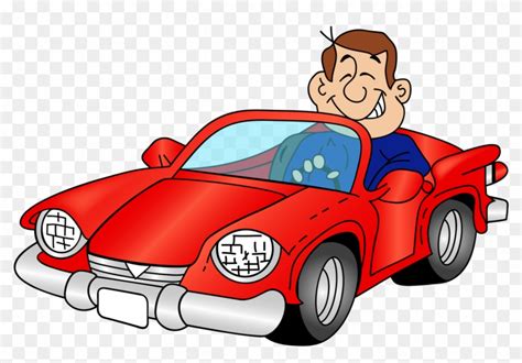 Cartoon Car With A Driver - Car With Driver Cartoon - Free Transparent PNG Clipart Images Download