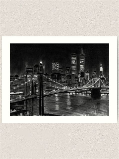 "Brooklyn Bridge New York Pencil Drawing" Art Print for Sale by ...