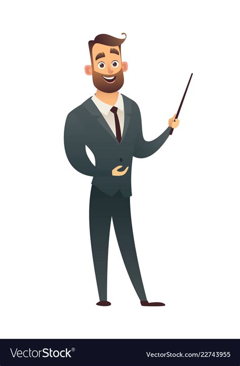 Standing business man teacher pointing Royalty Free Vector