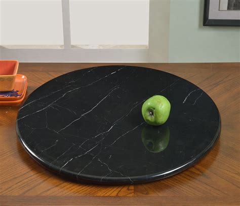 24 Inch Round Black Marble Lazy Susan Chintaly Imports | Furniture Cart