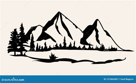 Vector Mountain Camping Illustration | CartoonDealer.com #117092691