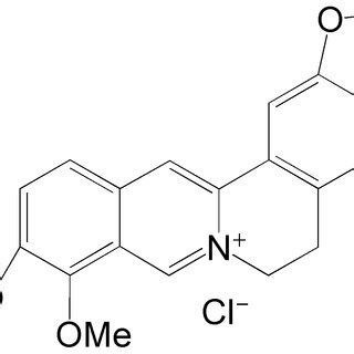 The structure of Berberine hydrochloride. | Download Scientific Diagram