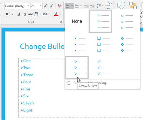 Change Bullet Styles in PowerPoint 2016 for Windows