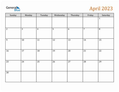 April 2023 Monthly Calendar (PDF, Word, Excel)