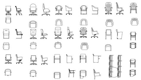 Creative all type chair elevation blocks drawing details dwg file - Cadbull