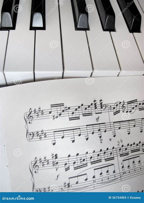 Piano Keys with Notes, Musical Background. Stock Image - Image of ...