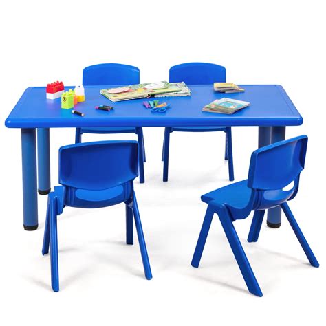 Topbuy Kids Table & 4 Chairs Set Activity Desk & Chair Set Indoor ...