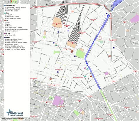 The Canal Saint-Martin map - Map of The Canal Saint-Martin (France)