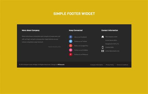 Simple Footer Template | HTML Footer Template - W3layouts