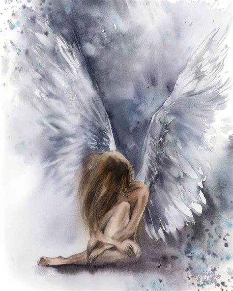 Angel Painting, Angel Wall Art, Angel Wings Painting, Woman Angel ...