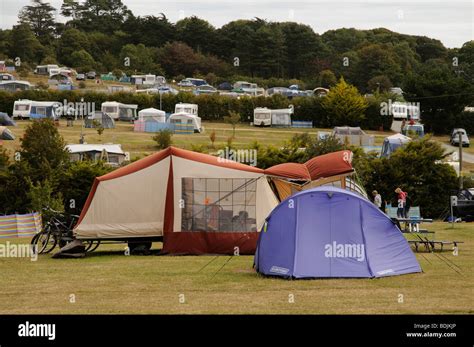 camping and caravanning site at Whitecliff Bay Isle of Wight UK Stock ...