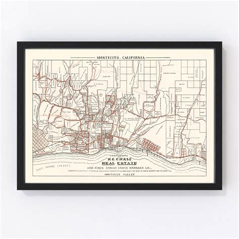 Montecito Map 1924 Old Map of Montecito California Art Vintage Print ...