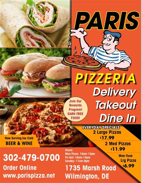 Pizza Delivery, Pizza, Wings - Paris Pizza - Wilmington, Delaware