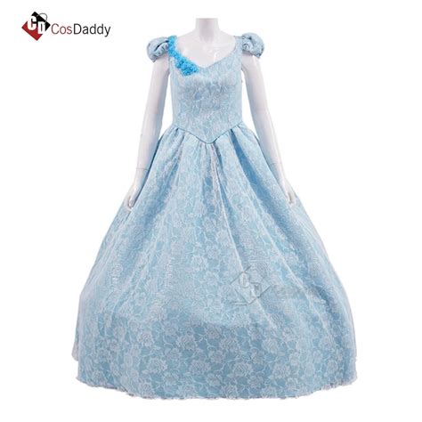 Cosdaddy Once Upon a Time Cinderella dress Cosplay Blue Flower Long ...